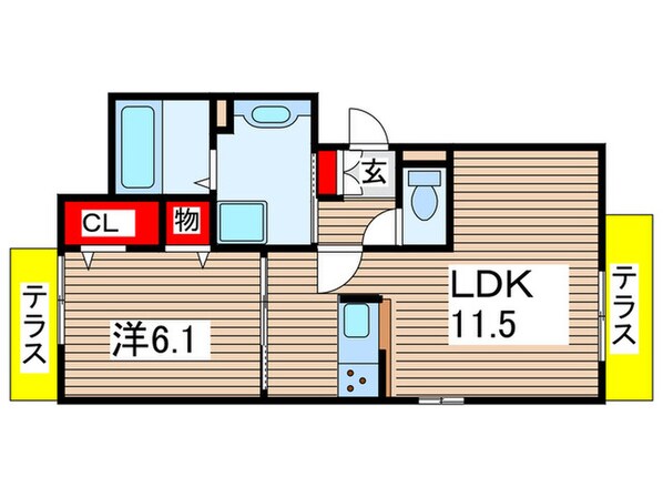 ｃｌｏｃｈｅｔｔｅ立花の物件間取画像